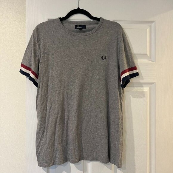Fred Perry Cotton Striped Cuff T-Shirt Size Large - Picture 2 of 7